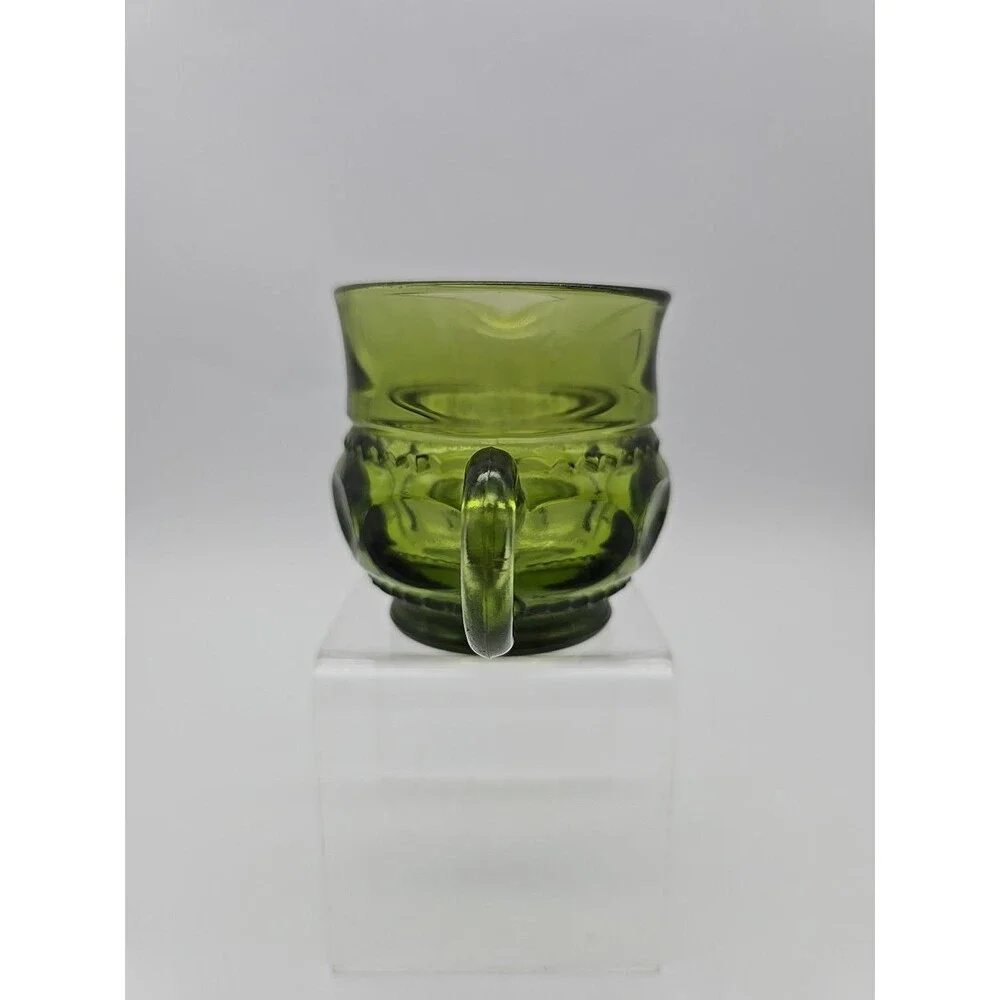 Vintage Indiana Glass Kings Crown Thumbprint Creamer Cup Avocado Green